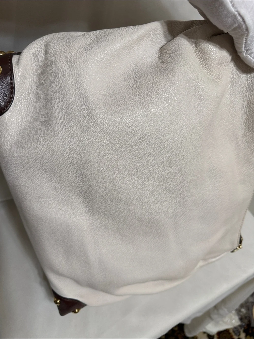 Michael Kors Joplin Leather Hobo In Brown/Cream